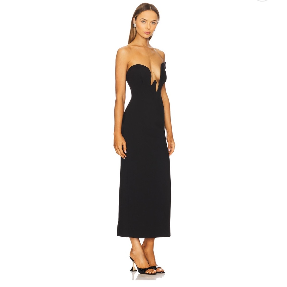 Bardot Black Midi Dress with Plunge Neckline - Picture 2 of 4